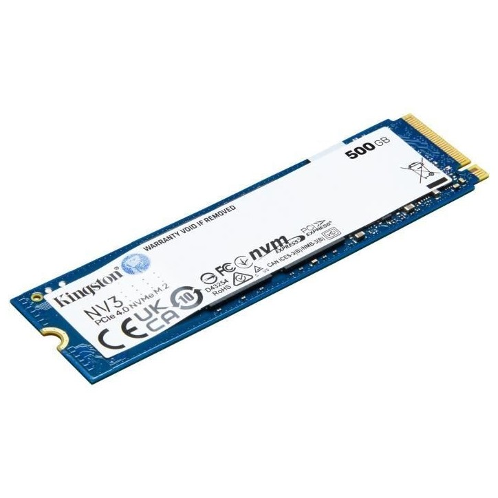KINGSTON - NV3 - SSD Interne - 500 Go - PCIe 4.0 NVMe M.2 2280 KINGSTON - NV3 - SSD Interne - 500 Go - PCIe 4.0 NVMe M.2 2280