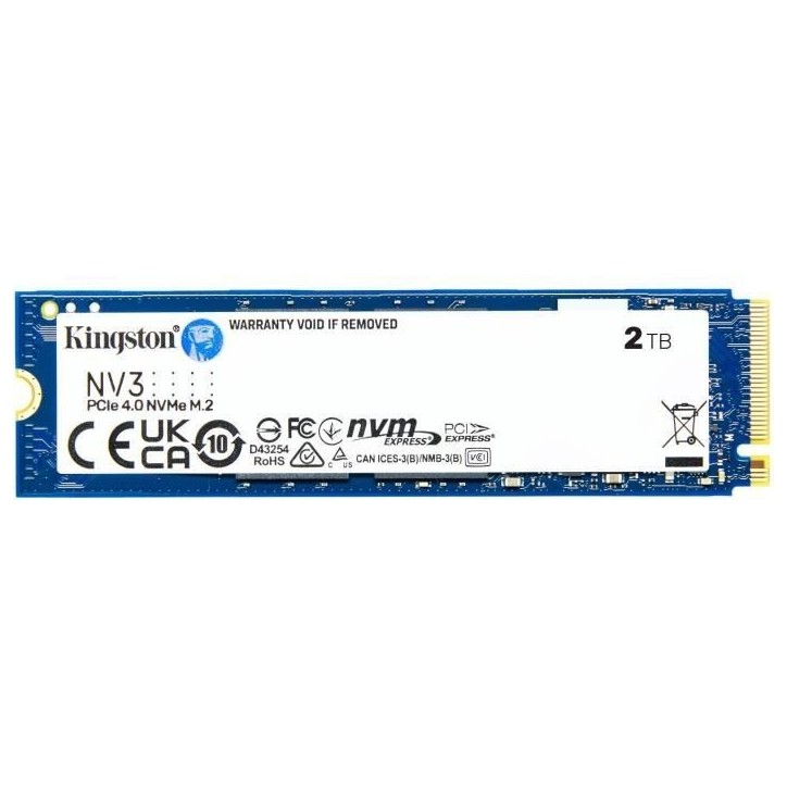 KINGSTON - NV3 - SSD Interne - 2 To - PCIe 4.0 NVMe M.2 2280 KINGSTON - NV3 - SSD Interne - 2 To - PCIe 4.0 NVMe M.2 2280