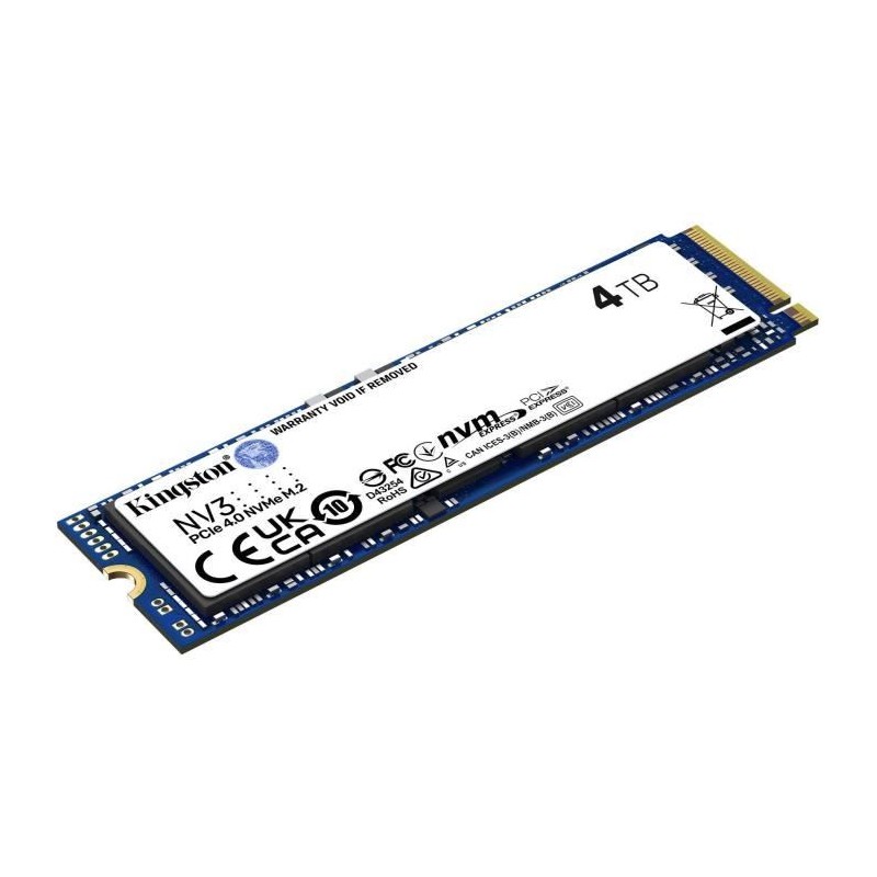 KINGSTON - NV3 - SSD Interne - 4 To - PCIe 4.0 NVMe M.2 2280 KINGSTON - NV3 - SSD Interne - 4 To - PCIe 4.0 NVMe M.2 2280