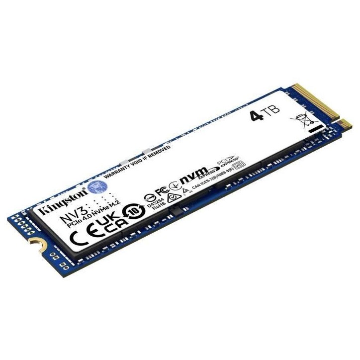 KINGSTON - NV3 - SSD Interne - 4 To - PCIe 4.0 NVMe M.2 2280 KINGSTON - NV3 - SSD Interne - 4 To - PCIe 4.0 NVMe M.2 2280