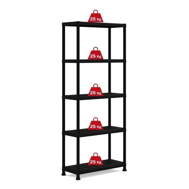 Etagere de rangement - KETER - ETAGERE PLUS 75/5 - 5 tablettes - Noir Etagere de rangement - KETER - ETAGERE PLUS 75/5 - 5 tablettes - Noir