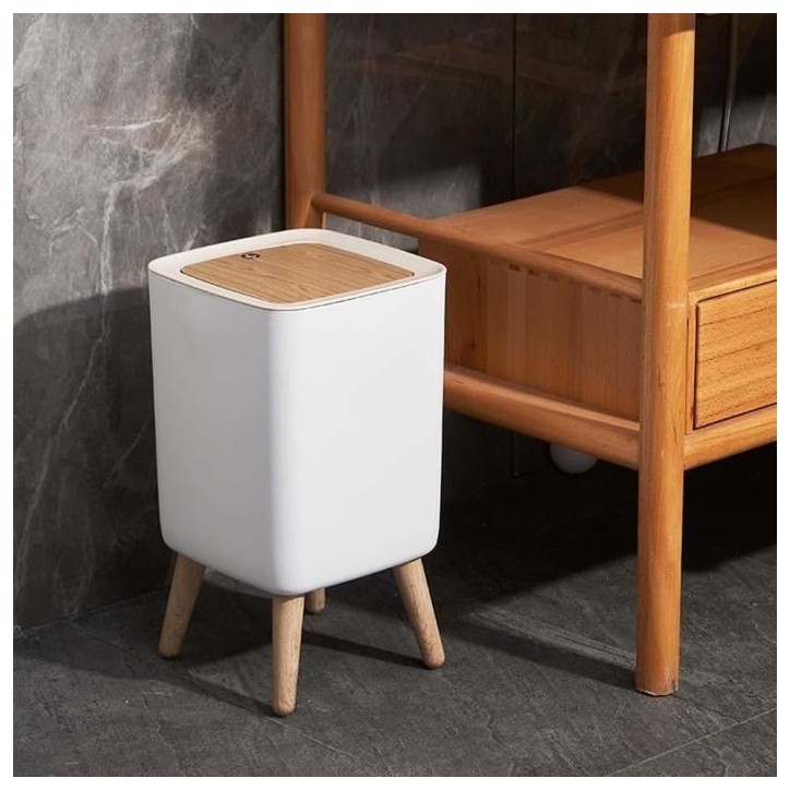 Poubelle sur pied de salle de bain push - MALMO SQUARE - KITCHEN MOVE - 10L - Bois design Poubelle sur pied de salle de bain push - MALMO SQUARE - KITCHEN MOVE - 10L - Bois design