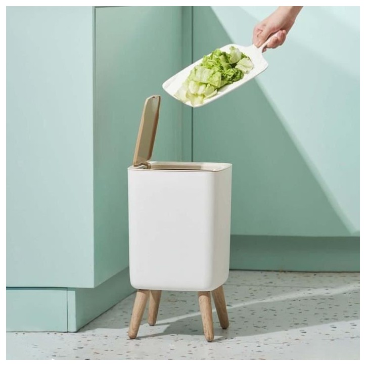 Poubelle sur pied de salle de bain push - MALMO SQUARE - KITCHEN MOVE - 10L - Bois design Poubelle sur pied de salle de bain push - MALMO SQUARE - KITCHEN MOVE - 10L - Bois design