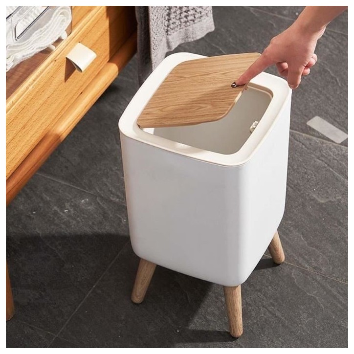 Poubelle sur pied de salle de bain push - MALMO SQUARE - KITCHEN MOVE - 10L - Bois design Poubelle sur pied de salle de bain push - MALMO SQUARE - KITCHEN MOVE - 10L - Bois design