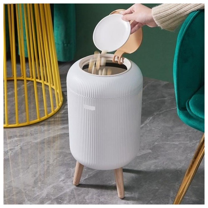 Poubelle sur pied de salle de bain push - LIMO - KITCHEN MOVE - 9L - Bois design Poubelle sur pied de salle de bain push - LIMO - KITCHEN MOVE - 9L - Bois design