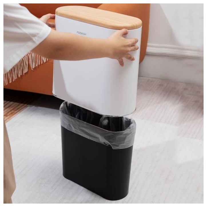Poubelle de salle de bain étroite push - ALDO - KITCHEN MOVE - 10 L - Bois Poubelle de salle de bain étroite push - ALDO - KITCHEN MOVE - 10 L - Bois