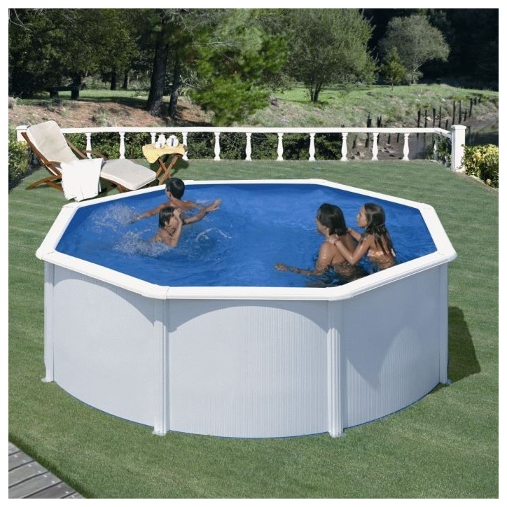 GRE - Kit Piscine hors sol acier ronde blanche Ø300 x 122 cm (Livrée avec filtre a sable et échelle) GRE - Kit Piscine hors sol acier ronde blanche Ø300 x 122 cm (Livrée avec filtre a sable et échelle)