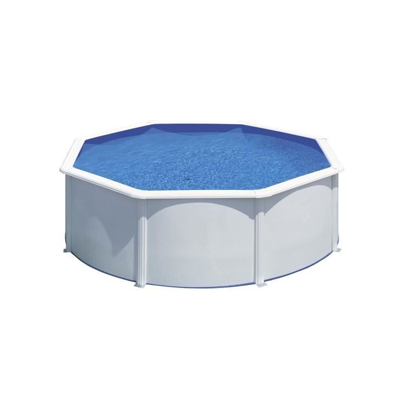 GRE - Kit Piscine hors sol acier ronde blanche Ø370 x 122 cm (Livrée GRE - Kit Piscine hors sol acier ronde blanche Ø370 x 122 cm (Livrée