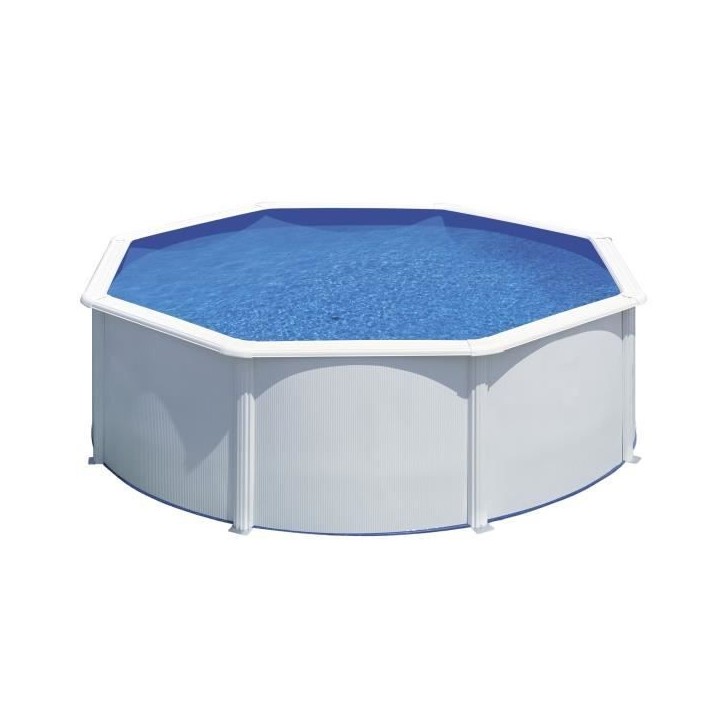 GRE - Kit Piscine hors sol acier ronde blanche Ø370 x 122 cm (Livrée avec filtre a sable et échelle)