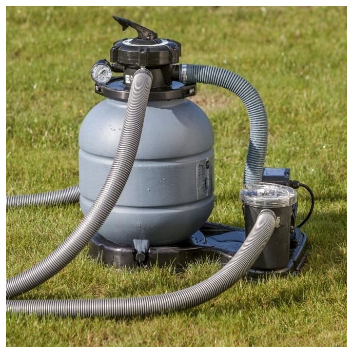 GRE - Kit Piscine hors sol acier ronde blanche Ø370 x 122 cm (Livrée avec filtre a sable et échelle)
