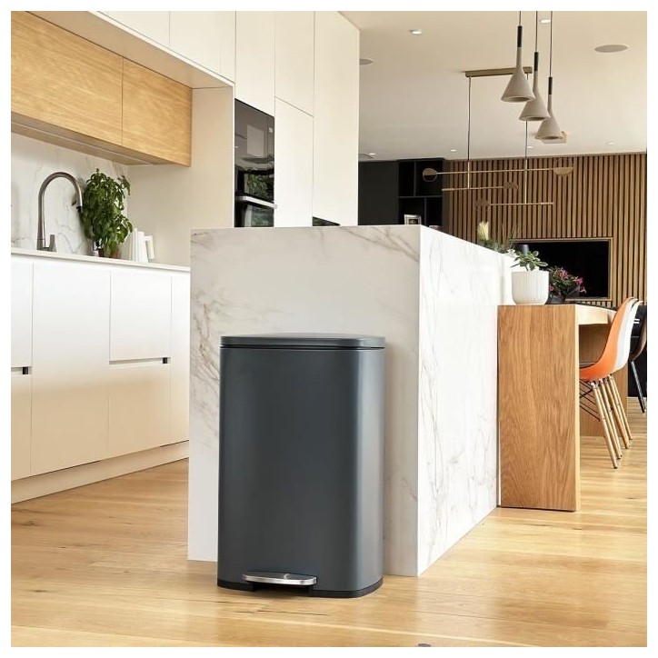 Poubelle de cuisine a pédale - ADMIRAL - KITCHEN MOVE - 50L - Design - Gris mat en acier inox Poubelle de cuisine a pédale - ADMIRAL - KITCHEN MOVE - 50L - Design - Gris mat en acier inox