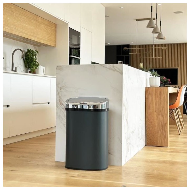 Poubelle de cuisine automatique - MAJESTIC - KITCHEN MOVE - 58 L - Inox gris mat avec cerclage