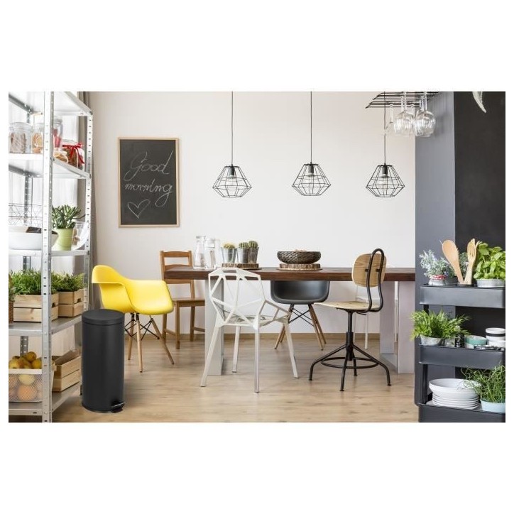 KITCHEN MOVE Poubelle de cuisine a pédale URBAN 30L - En acier Noir KITCHEN MOVE Poubelle de cuisine a pédale URBAN 30L - En acier Noir
