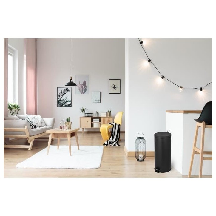KITCHEN MOVE Poubelle de cuisine a pédale URBAN 30L - En acier Noir KITCHEN MOVE Poubelle de cuisine a pédale URBAN 30L - En acier Noir