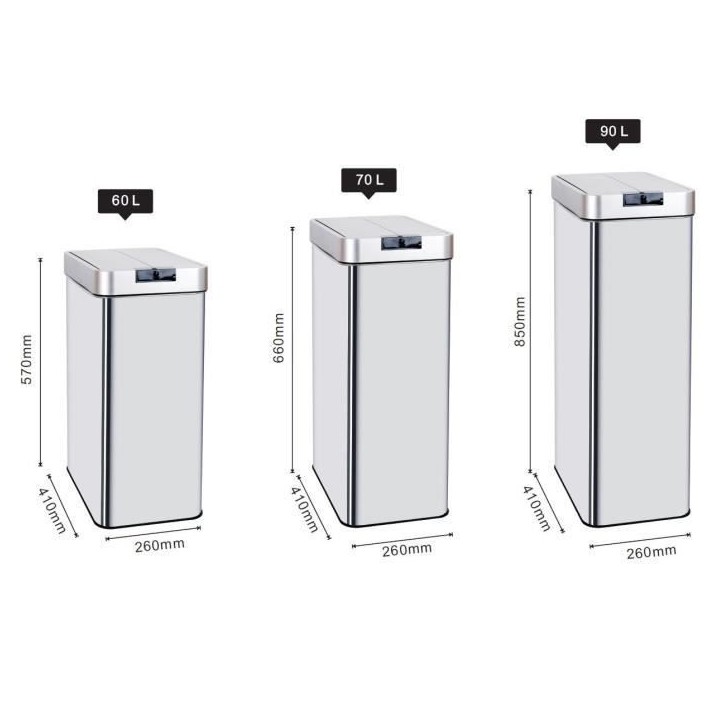 KITCHEN MOVE Poubelle automatique SILVERLAKE - 70L - Inox avec cerclage KITCHEN MOVE Poubelle automatique SILVERLAKE - 70L - Inox avec cerclage
