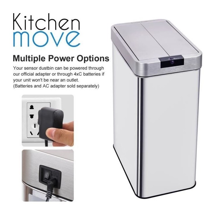 KITCHEN MOVE Poubelle automatique SILVERLAKE - 70L - Inox avec cerclage KITCHEN MOVE Poubelle automatique SILVERLAKE - 70L - Inox avec cerclage