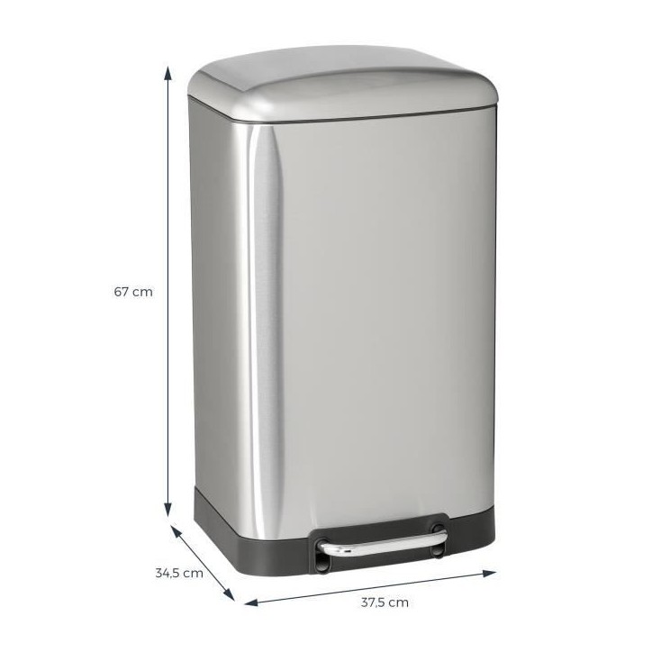 KITCHEN MOVE Poubelle a pédale GREENWICH - 40L - Inox avec seau KITCHEN MOVE Poubelle a pédale GREENWICH - 40L - Inox avec seau