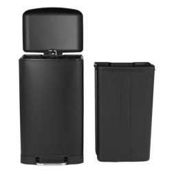 KITCHEN MOVE Poubelle de cuisine a pédale - Acier Noir mat - 40L GREE