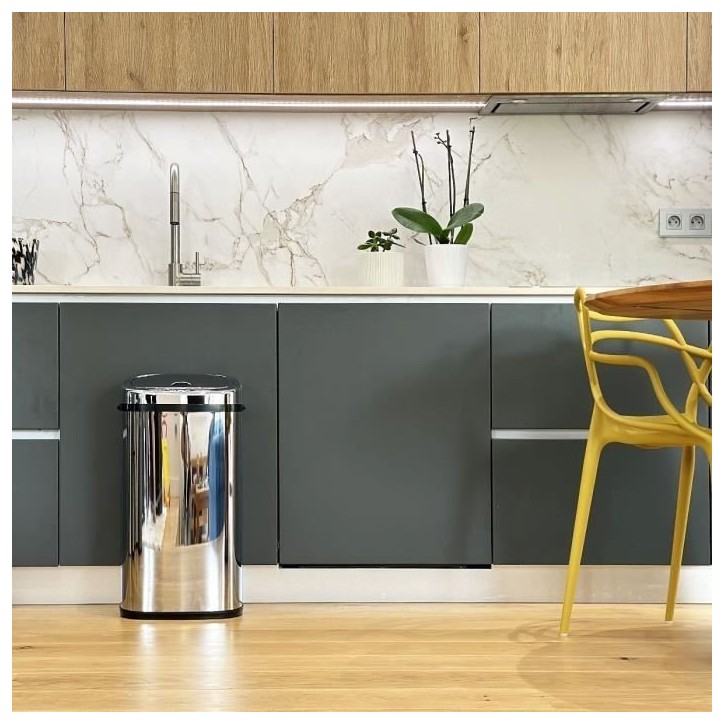 Poubelle de cuisine automatique - LARGO - KITCHEN MOVE - 42 L - Inox avec cerclage Poubelle de cuisine automatique - LARGO - KITCHEN MOVE - 42 L - Inox avec cerclage