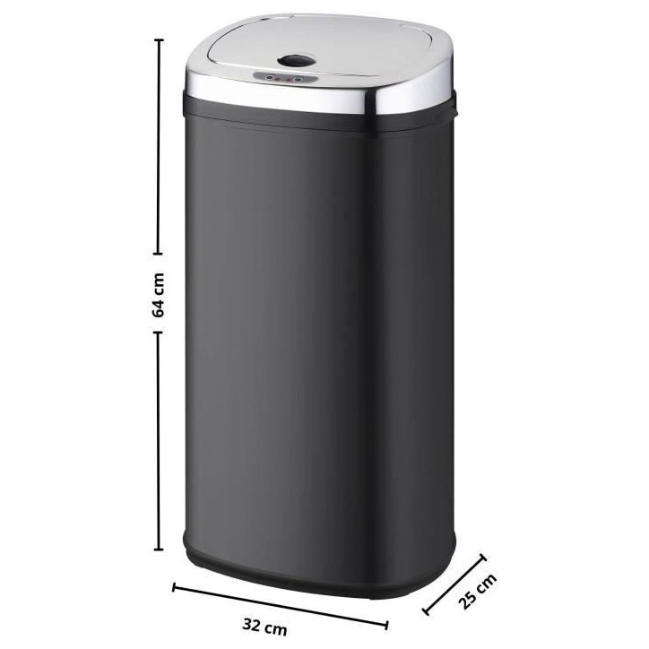 KITCHEN MOVE Poubelle de cuisine automatique avec cerclage LARGO - 42 L - 32x25x64 cm - Noir KITCHEN MOVE Poubelle de cuisine automatique avec cerclage LARGO - 42 L - 32x25x64 cm - Noir