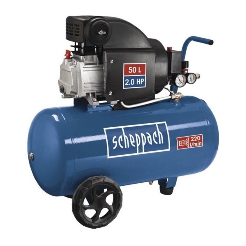 Compresseur d'air horizontal Scheppach HC54 - 50L - 1500 W - 8 bars -