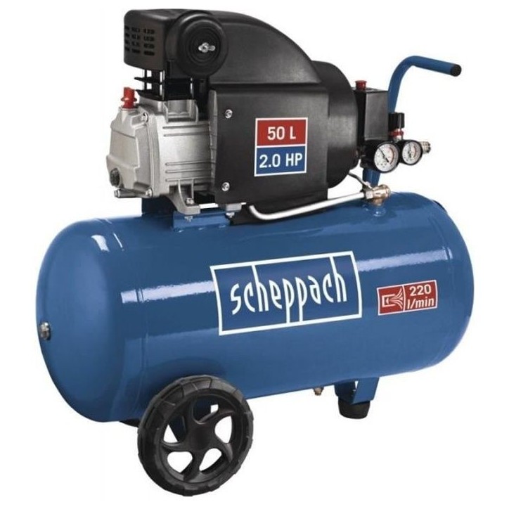 Compresseur d'air horizontal Scheppach HC54 - 50L - 1500 W - 8 bars - 2 CV Compresseur d'air horizontal Scheppach HC54 - 50L - 1500 W - 8 bars - 2 CV
