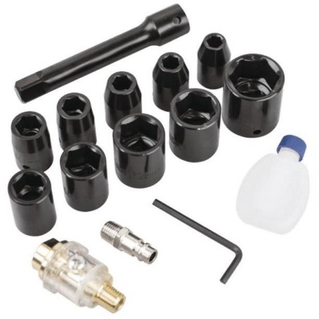 Coffret clé a choc pneumatique de 1/2 SCHEPPACH - 32 Nm - 7 000 tours/min (10 douilles, rallonge, lubrifiant et bouteille d'hui