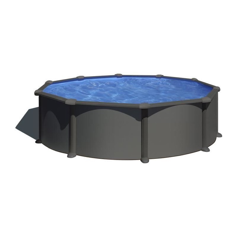 GRE - Kit Piscine hors sol acier ronde grise anthracite - Ø480 x H122 GRE - Kit Piscine hors sol acier ronde grise anthracite - Ø480 x H122