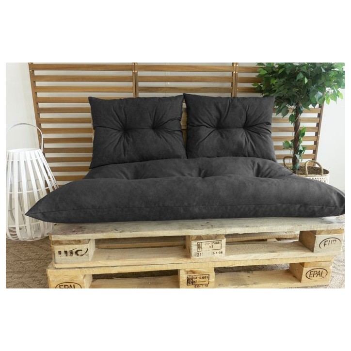 Kit palette classic - Matelas ardoise + 2 coussins dossier - JARDIN PRIVE Kit palette classic - Matelas ardoise + 2 coussins dossier - JARDIN PRIVE