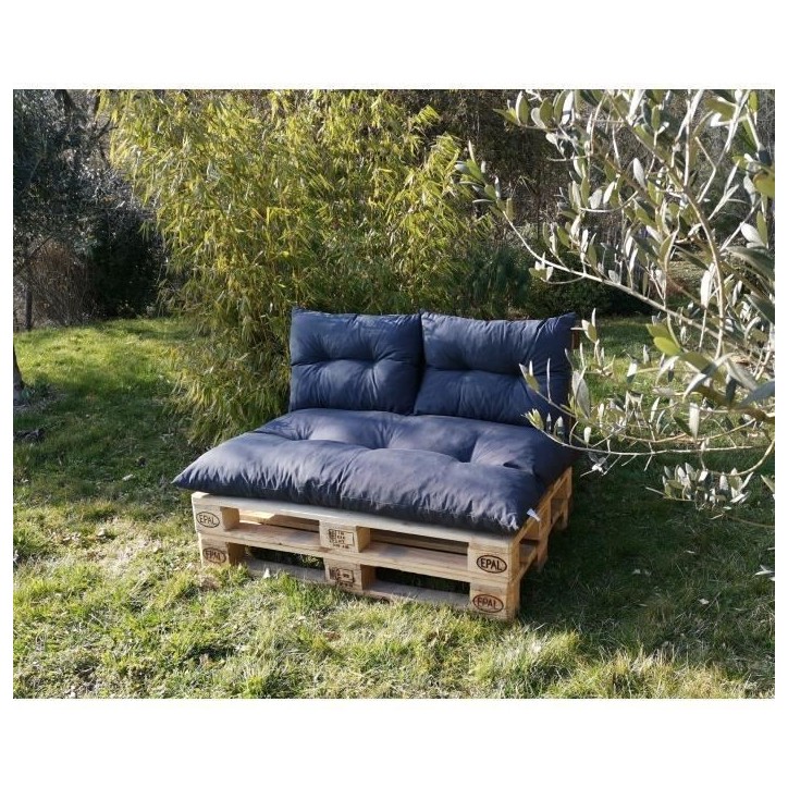 Kit palette classic - Matelas ardoise + 2 coussins dossier - JARDIN PRIVE Kit palette classic - Matelas ardoise + 2 coussins dossier - JARDIN PRIVE
