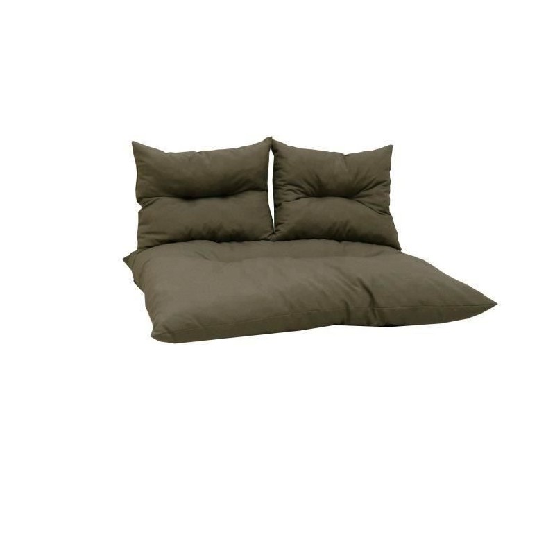 Kit palette classic - Matelas taupe + 2 coussins dossier - JARDIN PRIV Kit palette classic - Matelas taupe + 2 coussins dossier - JARDIN PRIV