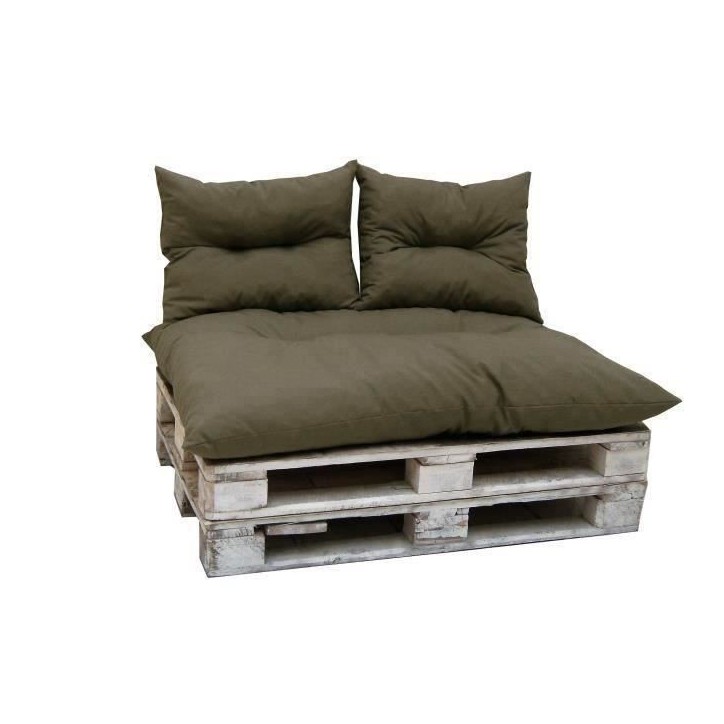 Kit palette classic - Matelas taupe + 2 coussins dossier - JARDIN PRIVE Kit palette classic - Matelas taupe + 2 coussins dossier - JARDIN PRIVE