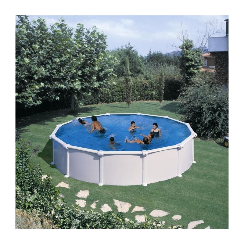 GRE - Kit Piscine hors sol acier ronde blanche Ø370 x 132 cm (Livrée GRE - Kit Piscine hors sol acier ronde blanche Ø370 x 132 cm (Livrée