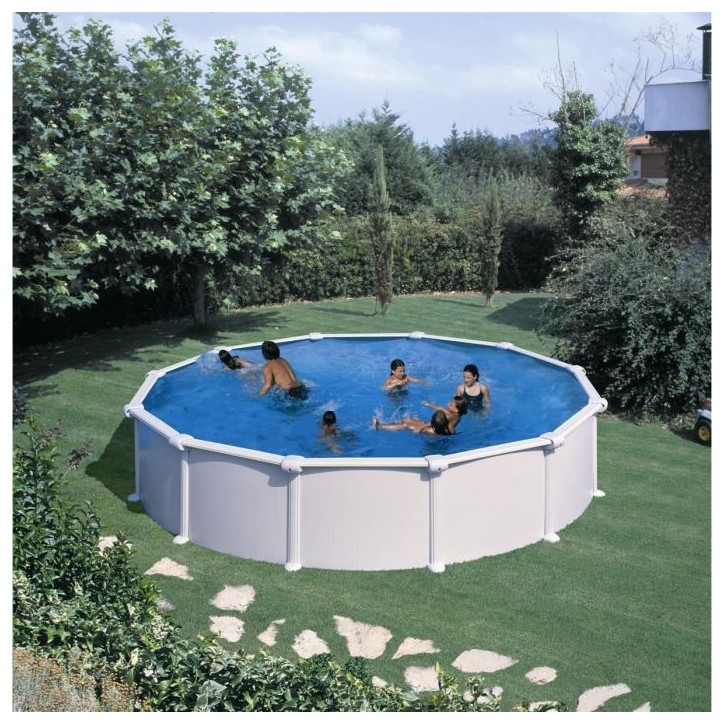 GRE - Kit Piscine hors sol acier ronde blanche Ø370 x 132 cm (Livrée avec filtre a sable et échelle) GRE - Kit Piscine hors sol acier ronde blanche Ø370 x 132 cm (Livrée avec filtre a sable et échelle)