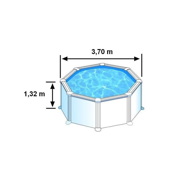 GRE - Kit Piscine hors sol acier ronde blanche Ø370 x 132 cm (Livrée avec filtre a sable et échelle) GRE - Kit Piscine hors sol acier ronde blanche Ø370 x 132 cm (Livrée avec filtre a sable et échelle)