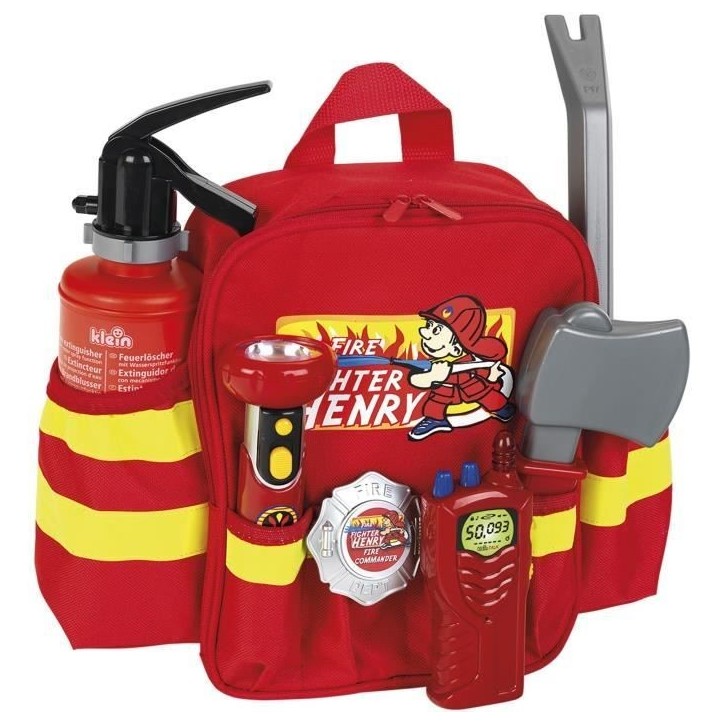 Sac a dos de pompier avec 6 accessoires dont 1 lampe torche avec fonction lumineuse - KLEIN - 8900 Sac a dos de pompier avec 6 accessoires dont 1 lampe torche avec fonction lumineuse - KLEIN - 8900