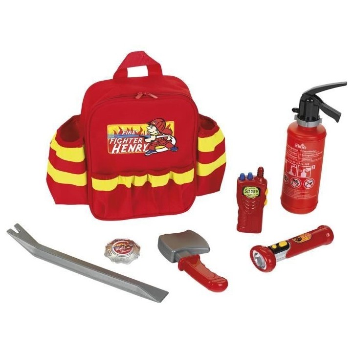 Sac a dos de pompier avec 6 accessoires dont 1 lampe torche avec fonction lumineuse - KLEIN - 8900 Sac a dos de pompier avec 6 accessoires dont 1 lampe torche avec fonction lumineuse - KLEIN - 8900