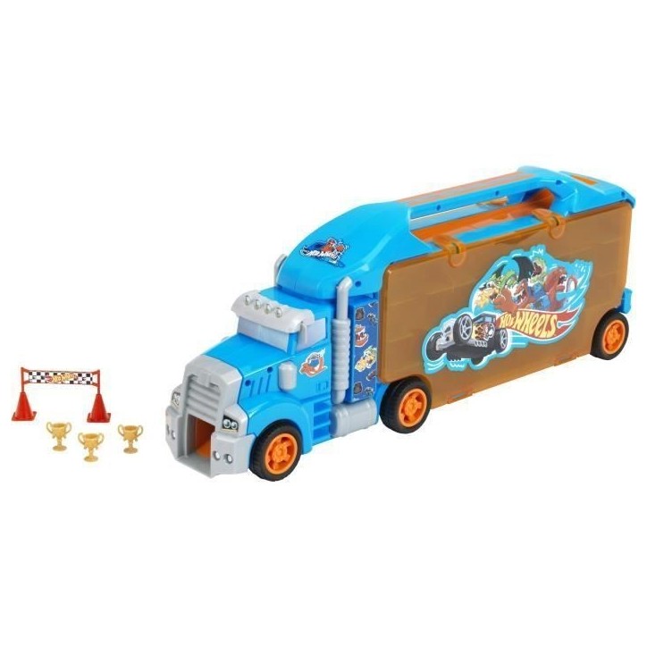 Grand camion de transport de véhicules miniatures - KLEIN - 2474 - Hot Wheels avec accessoires - Des 3 ans Grand camion de transport de véhicules miniatures - KLEIN - 2474 - Hot Wheels avec accessoires - Des 3 ans