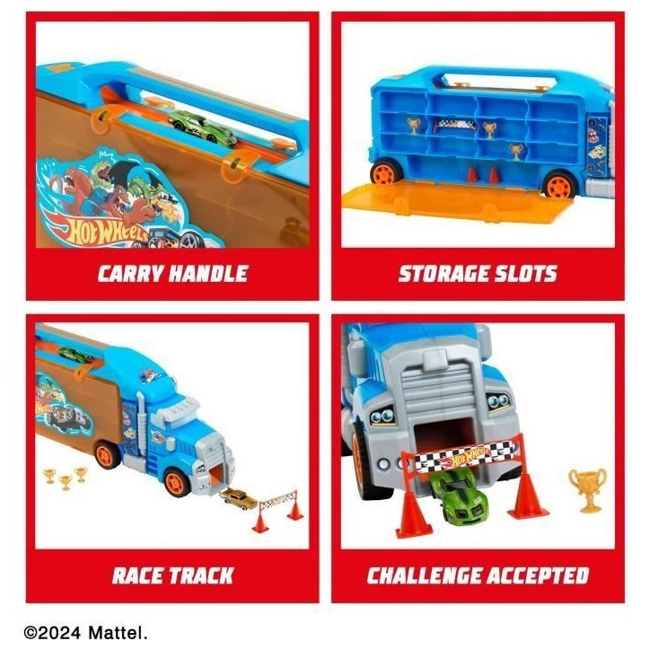 Grand camion de transport de véhicules miniatures - KLEIN - 2474 - Hot Wheels avec accessoires - Des 3 ans Grand camion de transport de véhicules miniatures - KLEIN - 2474 - Hot Wheels avec accessoires - Des 3 ans