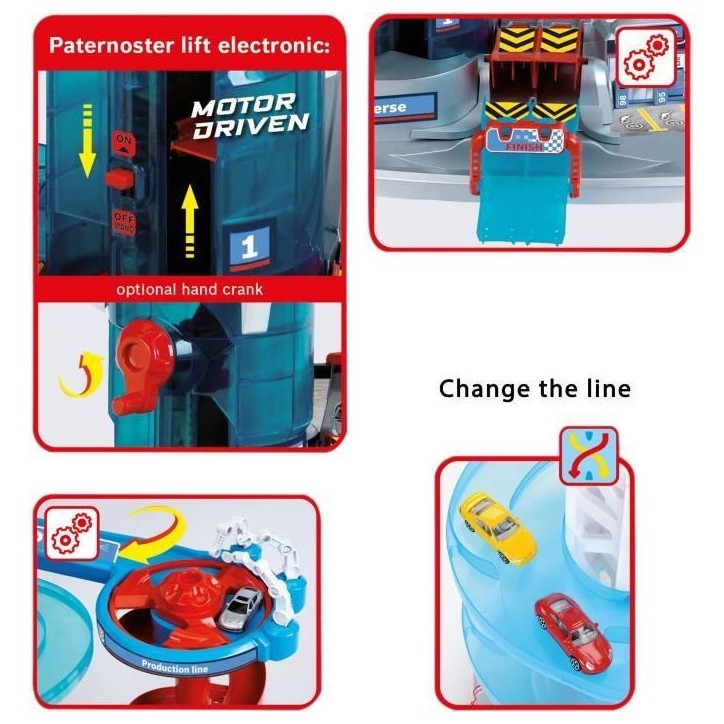 Jouet de garage - KLEIN - Garage Bosch Car Service Mega Universe - Comprend divers éléments de jeu et 5 véhicules.