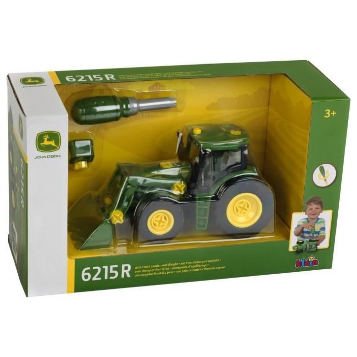 Tracteur a monter John Deere - KLEIN - 3977 - Chargeur frontal, contrepoids d'équilibrage et tournevis - Echelle 1/24e - Des 3 Tracteur a monter John Deere - KLEIN - 3977 - Chargeur frontal, contrepoids d'équilibrage et tournevis - Echelle 1/24e - Des 3