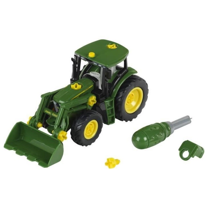 Tracteur a monter John Deere - KLEIN - 3977 - Chargeur frontal, contrepoids d'équilibrage et tournevis - Echelle 1/24e - Des 3 Tracteur a monter John Deere - KLEIN - 3977 - Chargeur frontal, contrepoids d'équilibrage et tournevis - Echelle 1/24e - Des 3