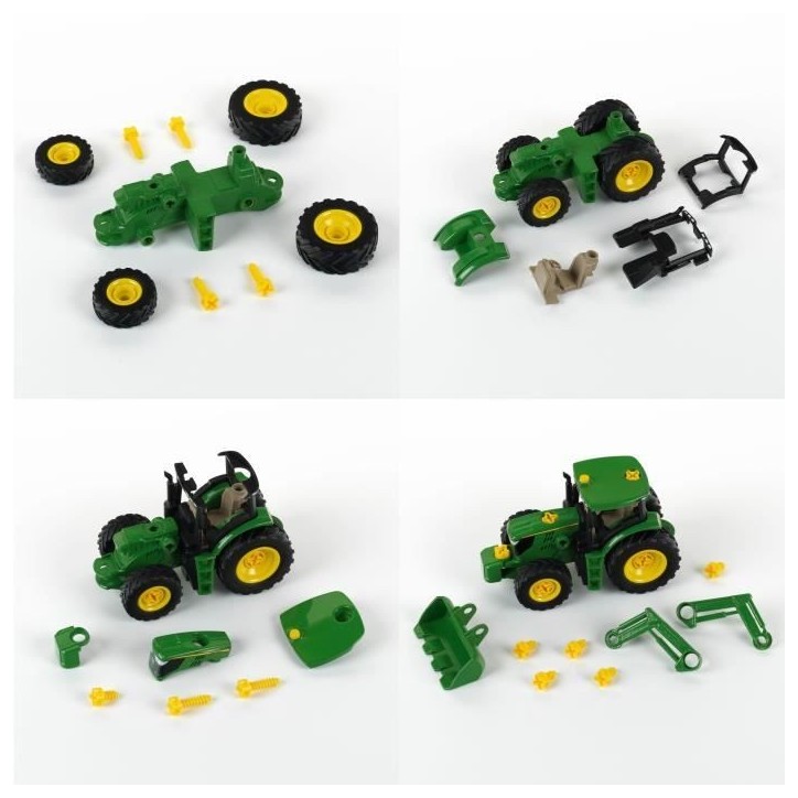 Tracteur a monter John Deere - KLEIN - 3977 - Chargeur frontal, contrepoids d'équilibrage et tournevis - Echelle 1/24e - Des 3 Tracteur a monter John Deere - KLEIN - 3977 - Chargeur frontal, contrepoids d'équilibrage et tournevis - Echelle 1/24e - Des 3