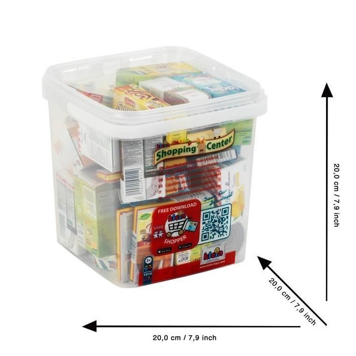 Grande boîte de rangement garnie de boîtes d'aliments factices avec des marques connues et en langue française - KLEIN - 7210 Grande boîte de rangement garnie de boîtes d'aliments factices avec des marques connues et en langue française - KLEIN - 7210