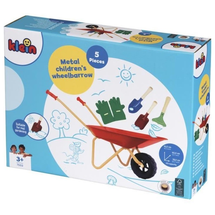 Brouette en métal - KLEIN - 7669 - Avec 3 outils et 1 paire de gants - Des 3 ans Brouette en métal - KLEIN - 7669 - Avec 3 outils et 1 paire de gants - Des 3 ans