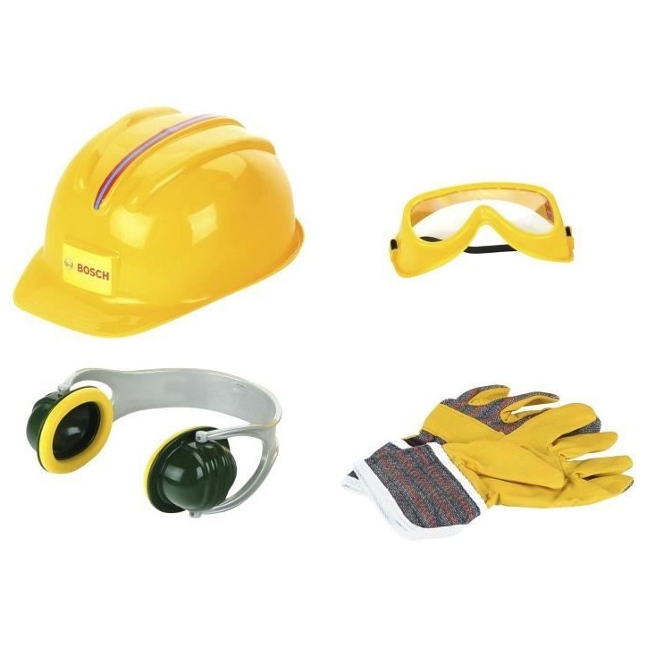 Set d'accessoires de bricolage Bosch avec casque, 4 pieces - KLEIN - 8537 Set d'accessoires de bricolage Bosch avec casque, 4 pieces - KLEIN - 8537
