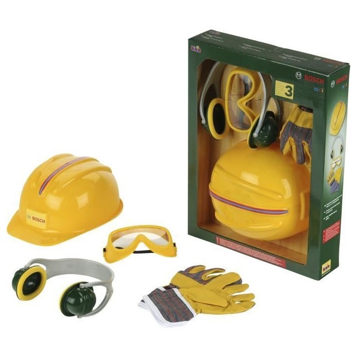 Set d'accessoires de bricolage Bosch avec casque, 4 pieces - KLEIN - 8537 Set d'accessoires de bricolage Bosch avec casque, 4 pieces - KLEIN - 8537