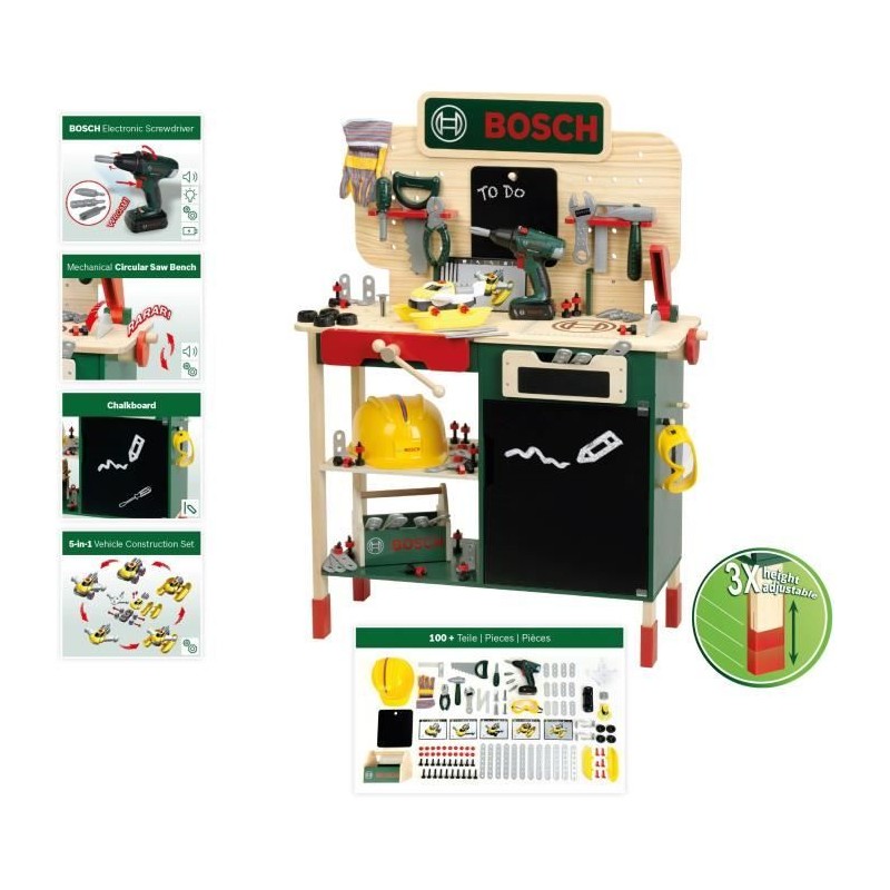 Grand établi Bosch - KLEIN - 8734 - Bois FSC - Avec visseuse électro Grand établi Bosch - KLEIN - 8734 - Bois FSC - Avec visseuse électro