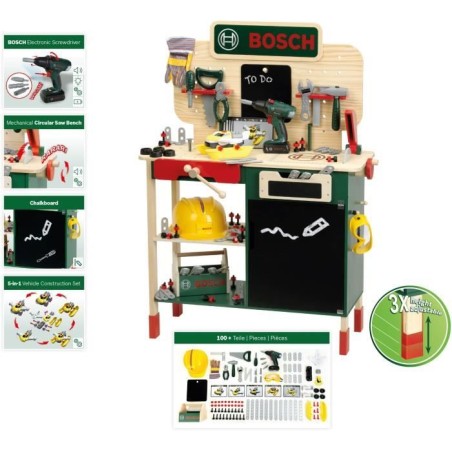 Grand établi Bosch - KLEIN - 8734 - Bois FSC - Avec visseuse électro