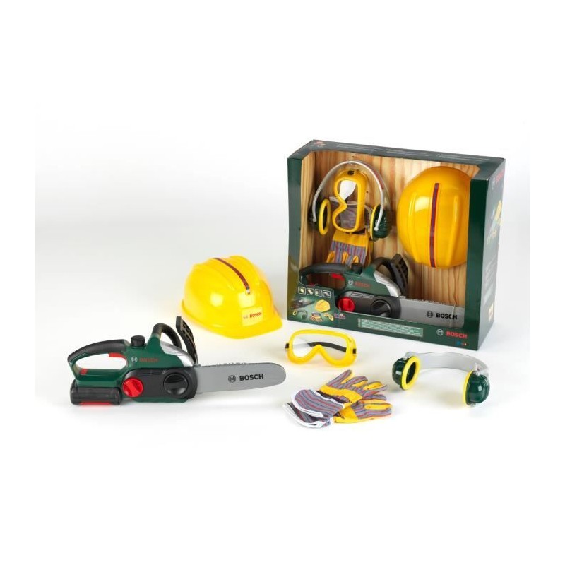 KLEIN - Jouet - Set bûcheron Bosch avec tronçonneuse électronique,